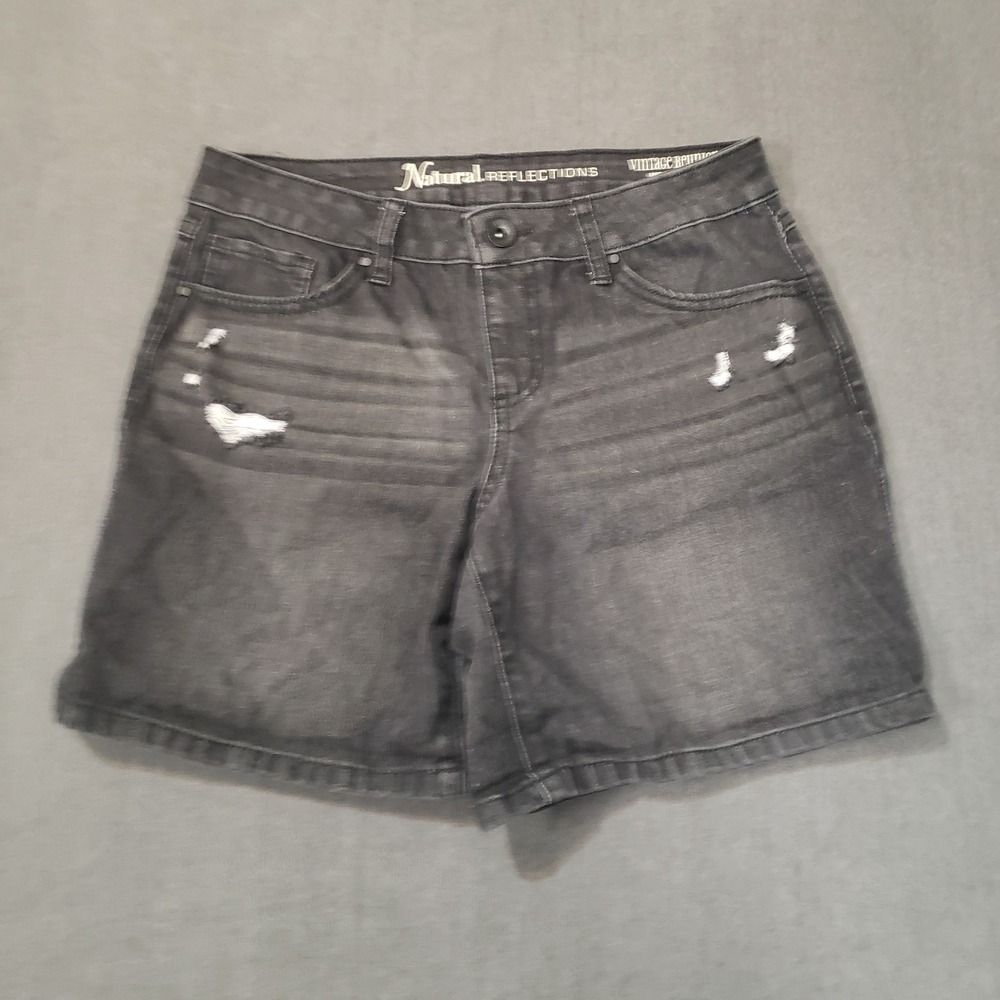 Natural Reflections Denim Shorts Womens 6 Black Distressed Vintage Reunion